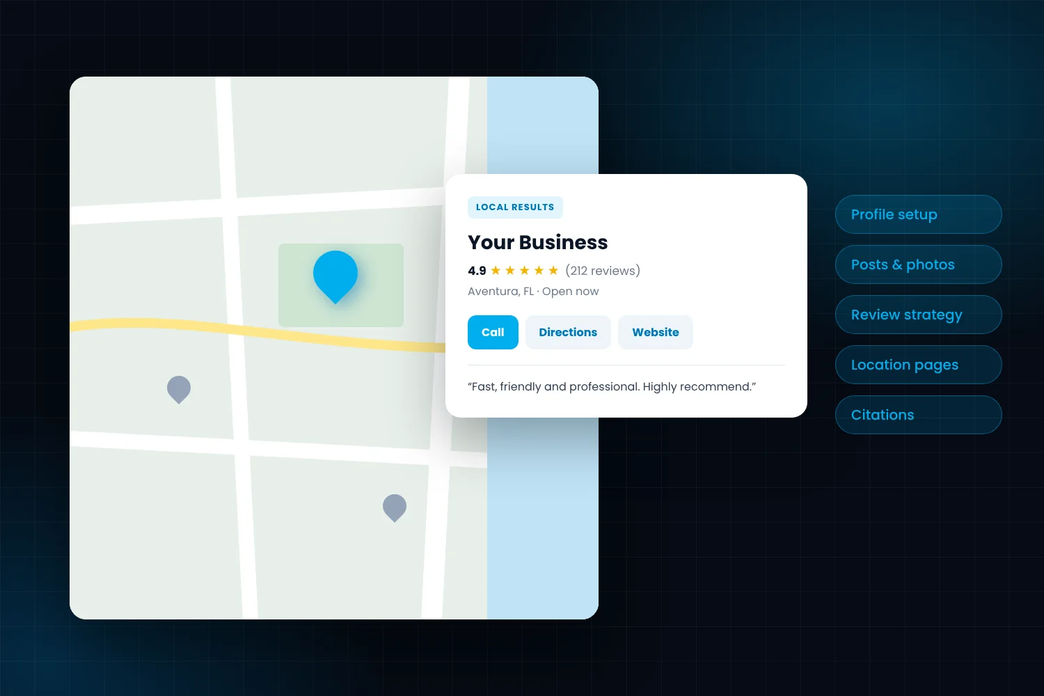 Local SEO map results and Google Business Profile