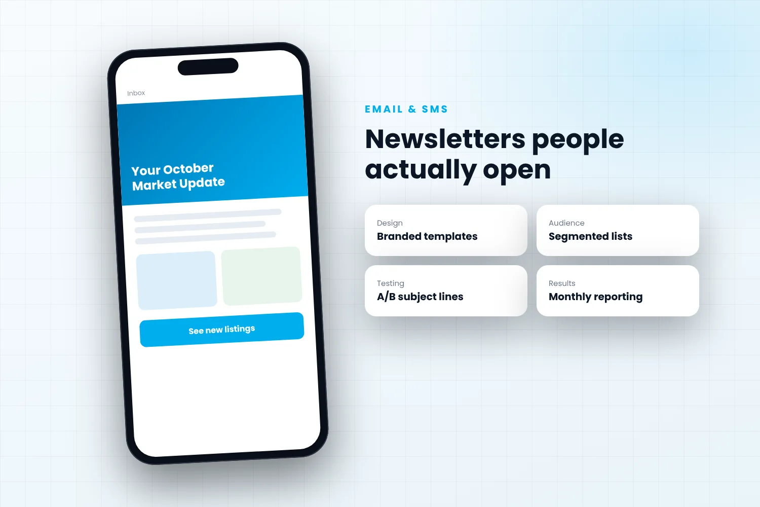 Branded email newsletter on a phone