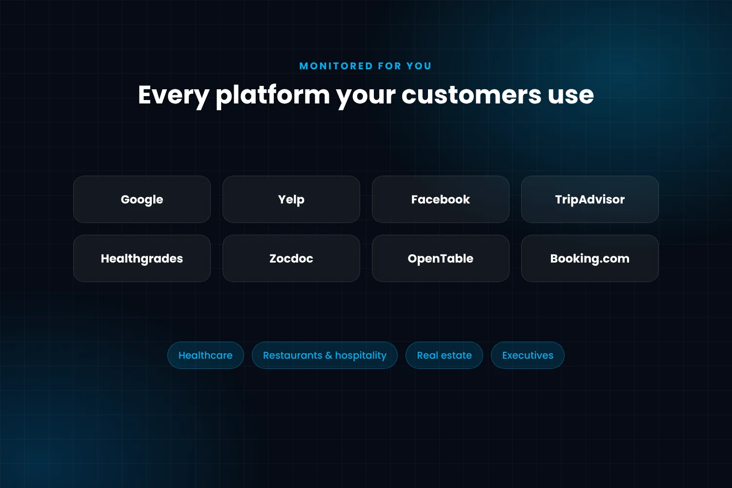 Review platforms monitored for online reputation management