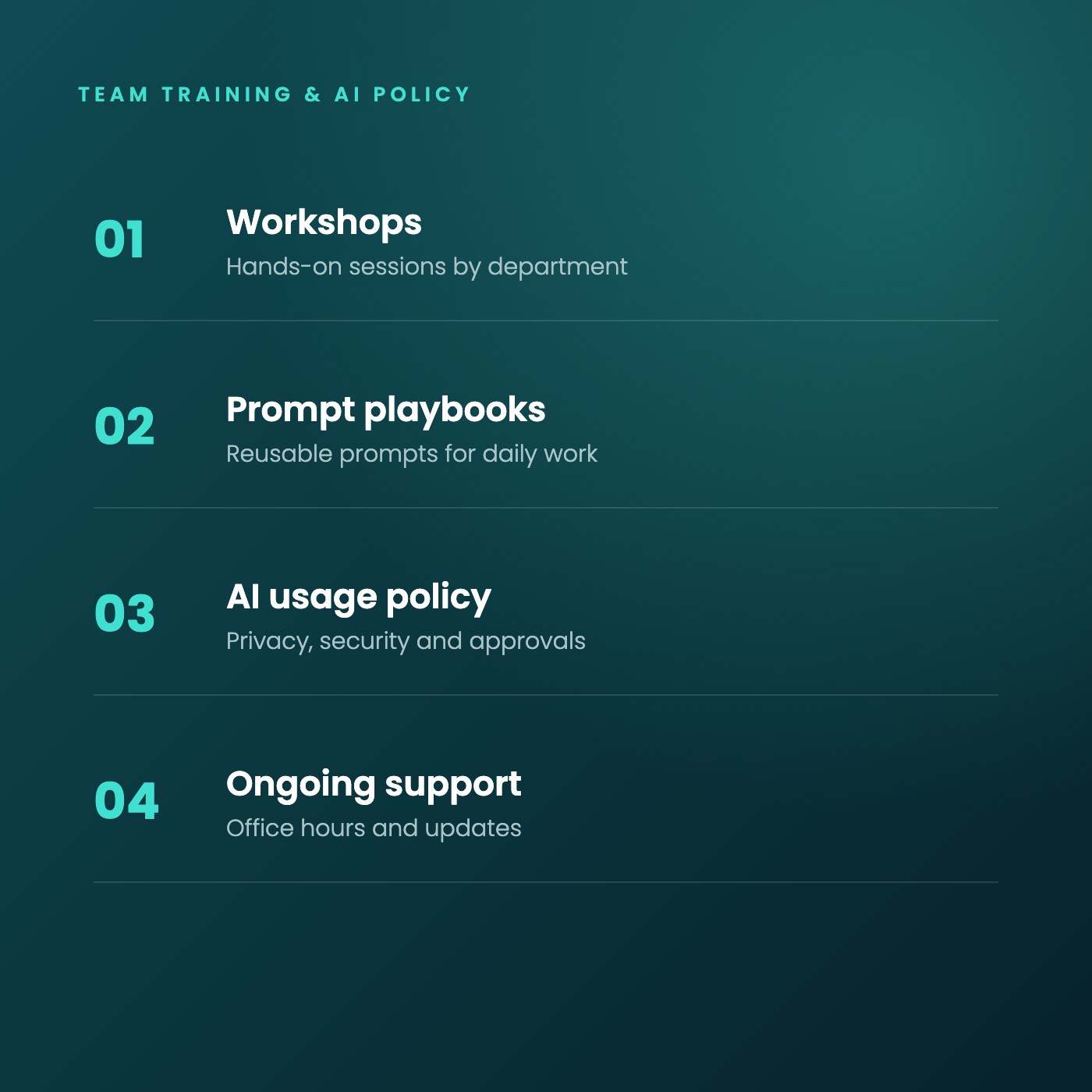 AI training program and policy steps