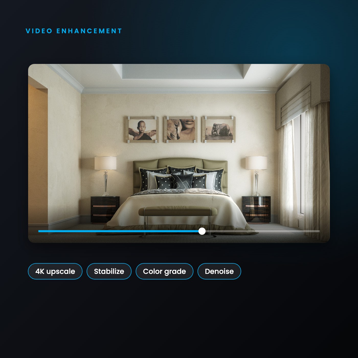 Video enhancement player with 4K upscale