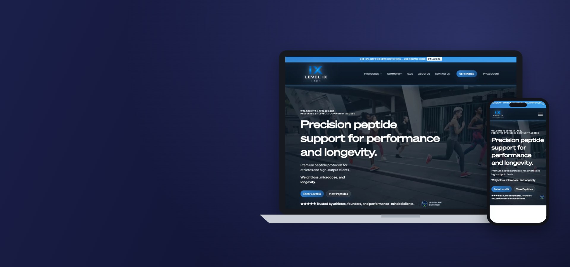 Level IX Labs website on laptop and phone