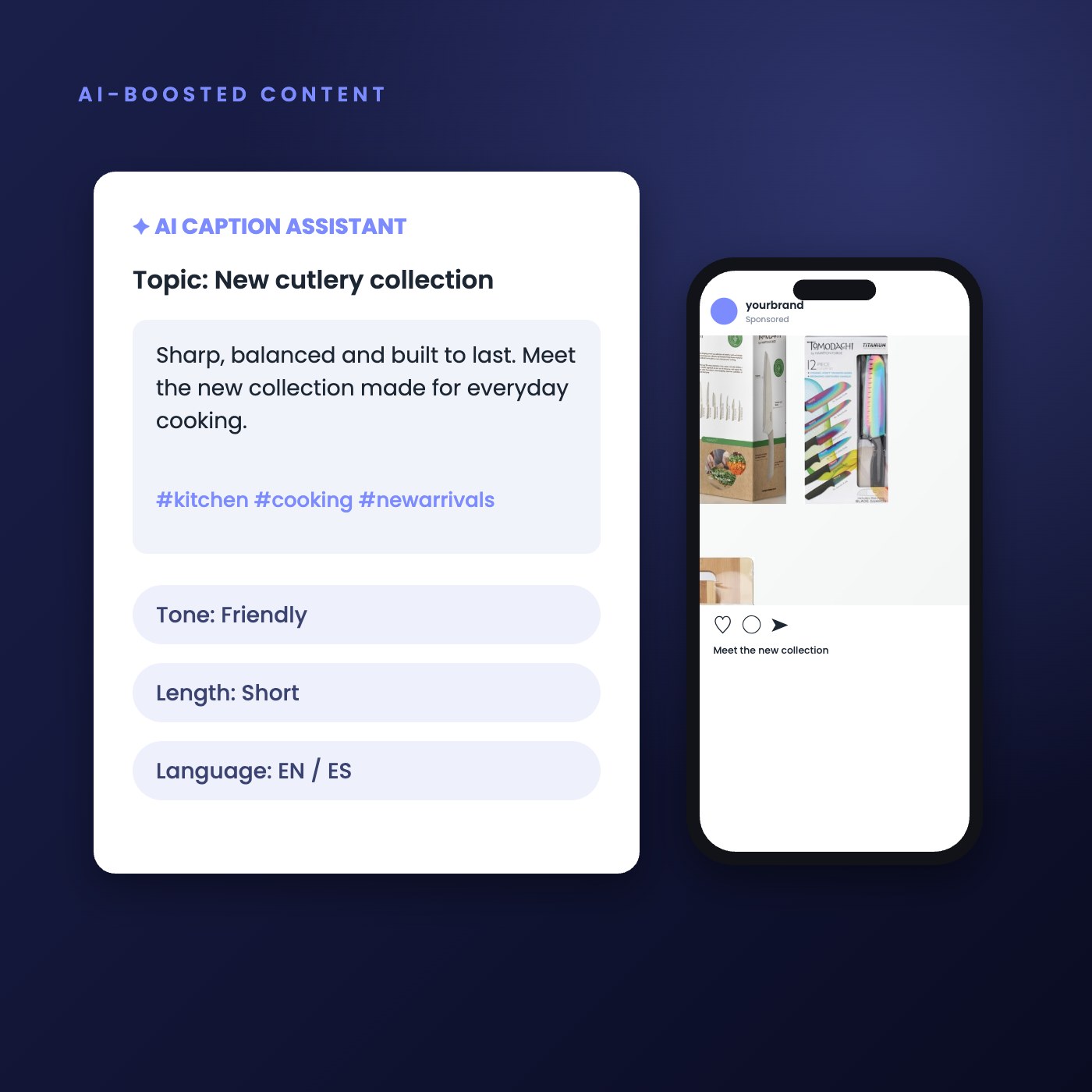 AI caption assistant and social post