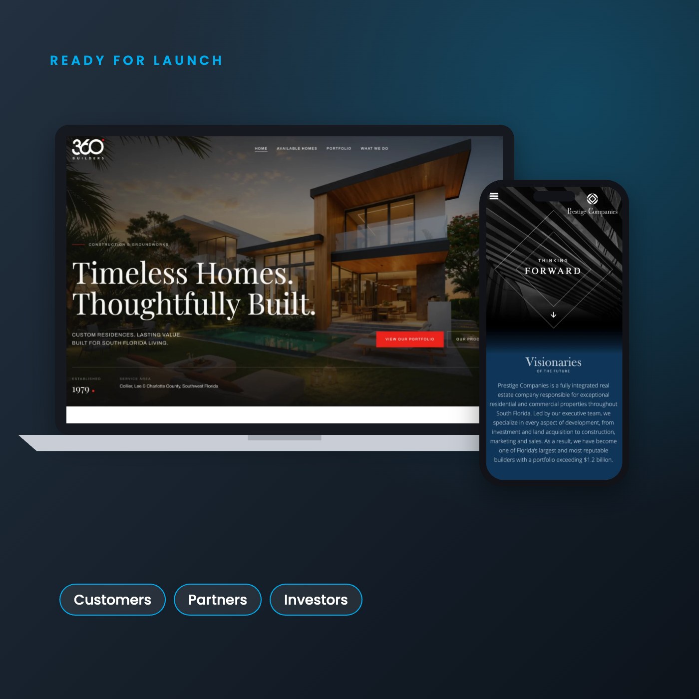 Startup websites on laptop and phone
