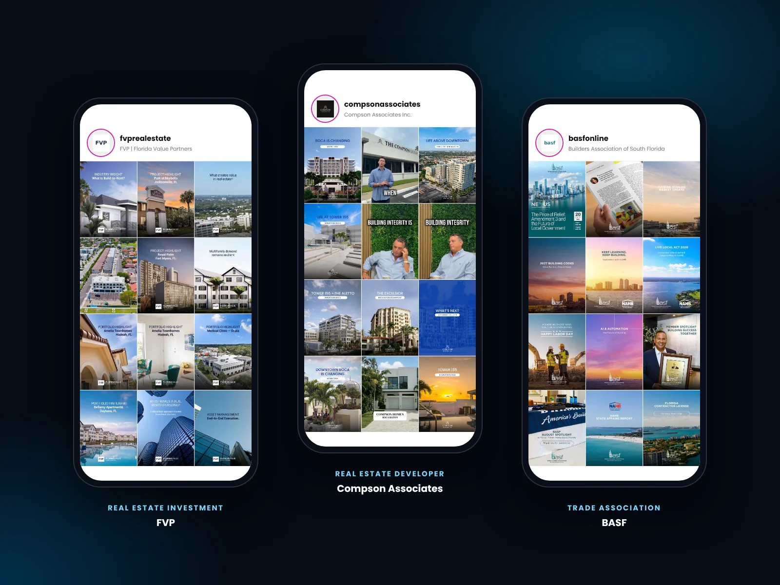 Social media content samples for real estate, development and trade association brands