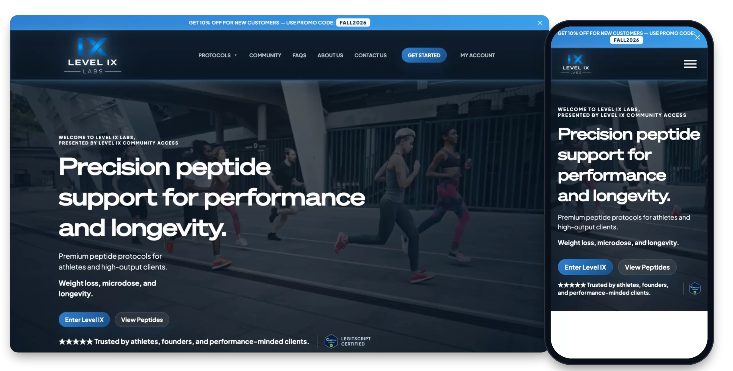 Level IX Labs website shown on desktop and mobile, designed and developed by Creative Mindworks