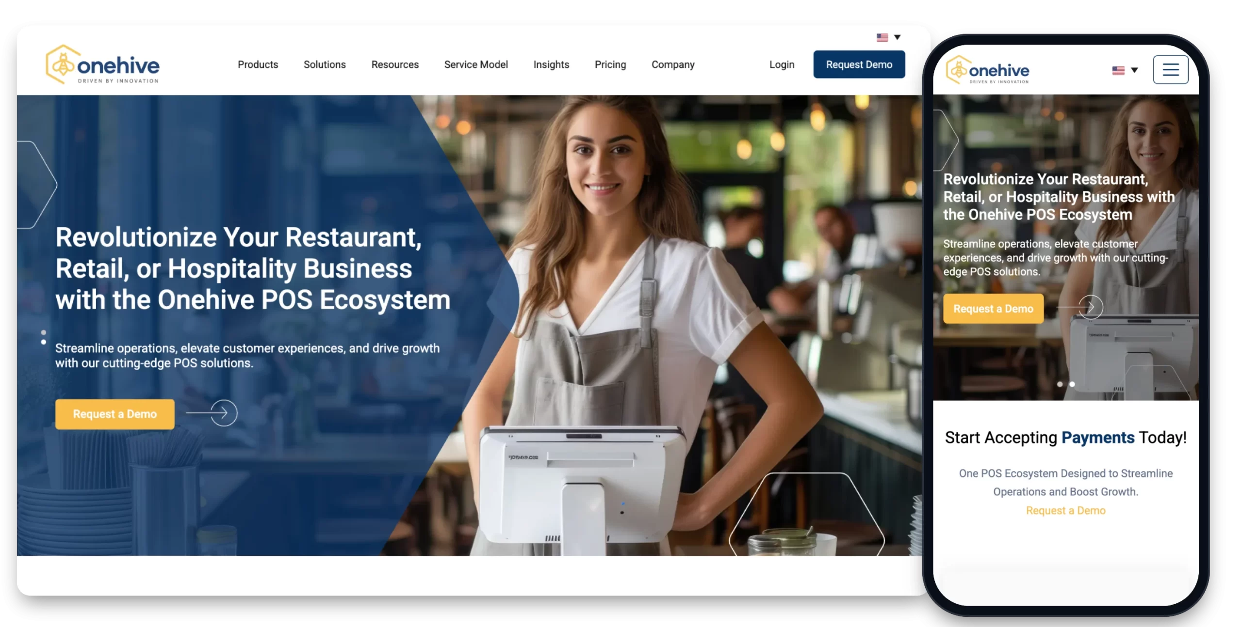One Hive website shown on desktop and mobile, designed and developed by Creative Mindworks