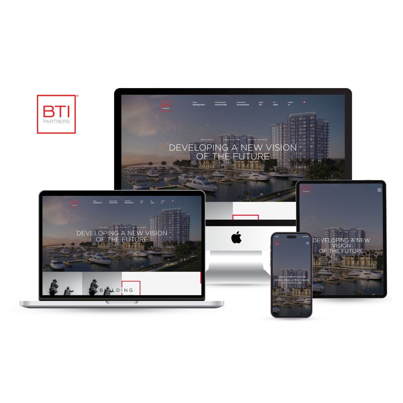 Responsive website design for BTI Partners real estate developer