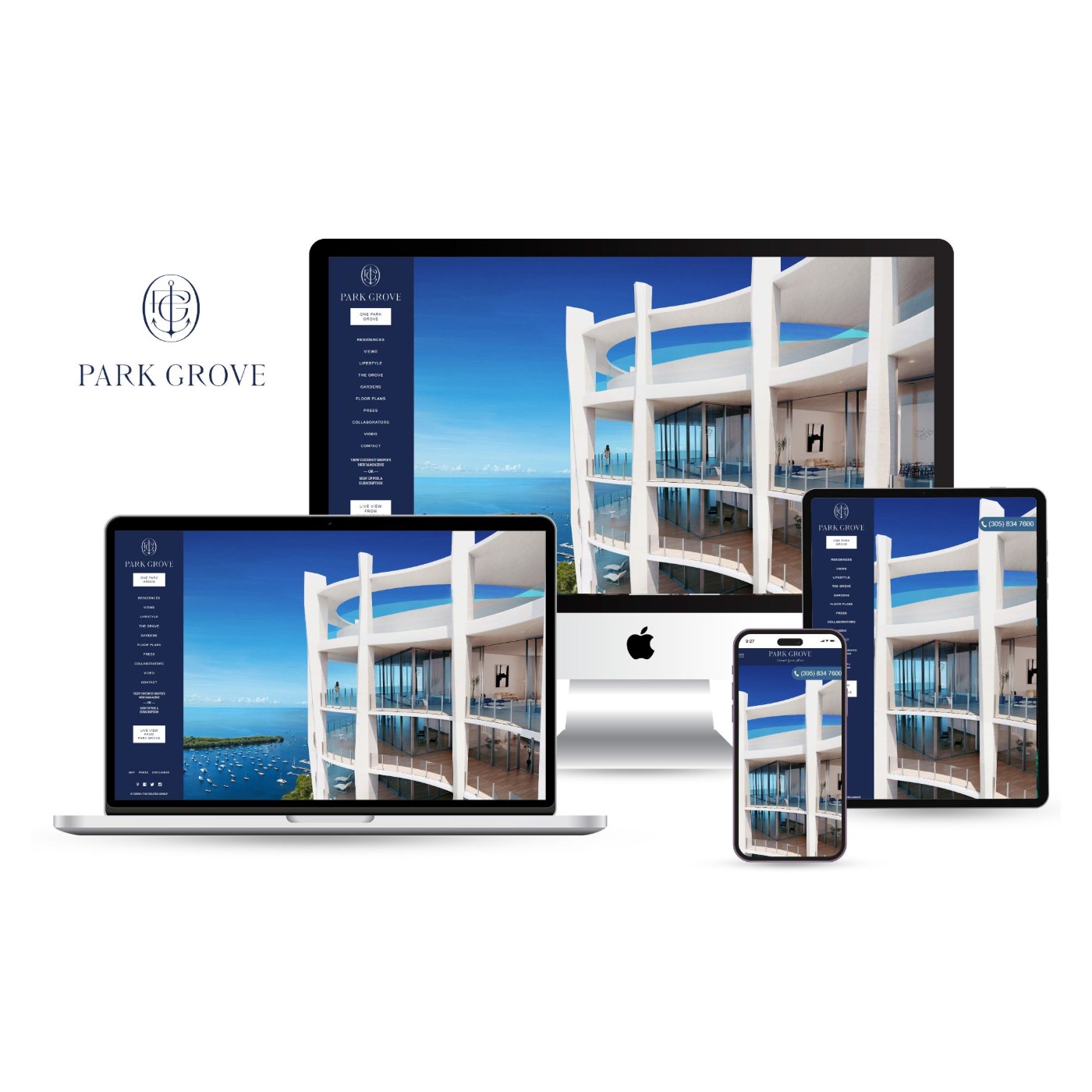 Responsive website for Park Grove luxury condominiums in Coconut Grove, Miami